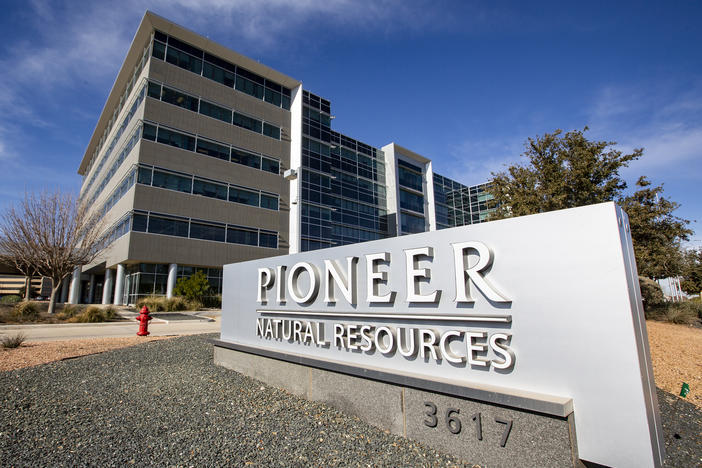 Pioneer Natural Resources' office is shown on Jan. 13, 2021, in Midland, Texas. Exxon Mobil's $60 billion deal to buy Pioneer has received clearance from the Federal Trade Commission, but the former CEO of Pioneer was barred from joining the new company's board of directors.