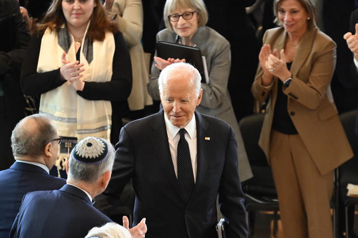 President Biden arrives to speak at the annual Days of Remembrance ceremony at the U.S. Capitol on May 7.