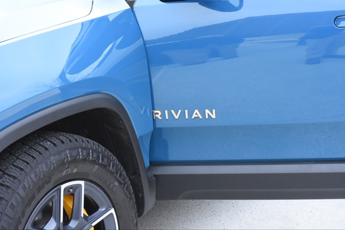 An electric truck built by electric vehicle maker Rivian