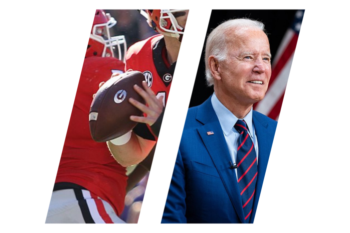Illustration of Joe Biden next to UGA football.