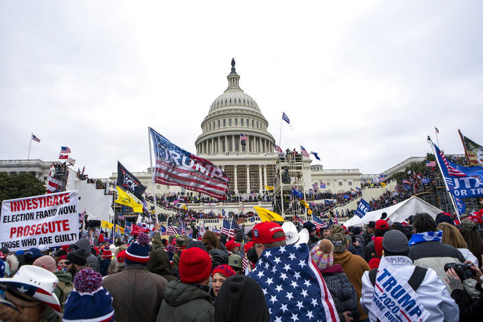 Rioters loyal to President Donald Trump rally at the U.S. Capitol in Washington on Jan. 6, 2021. A Georgia man affiliated with the Oath Keepers militia group became the second Capitol rioter to plead guilty to seditious conspiracy for his actions leading up and through the attack. The sentencing guidelines for Brian Ulrich, who also pleaded guilty to obstructing an official proceeding, were estimated to be 5 ¼ years to 6 ½ years in prison. 