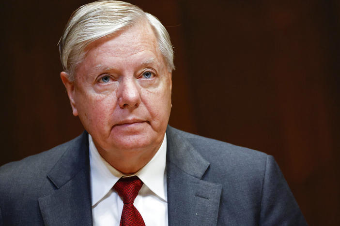 Sen. Lindsey Graham, R-S.C., listens during a hearing on the fiscal year 2023 budget for the FBI in Washington, on May 25, 2022. Attorneys for Graham said in a court filing on July 13, he wasn't trying to interfere in Georgia's 2020 election when he called state officials to ask them to reexamine certain absentee ballots after President Donald Trump's narrow loss to Democrat Joe Biden.