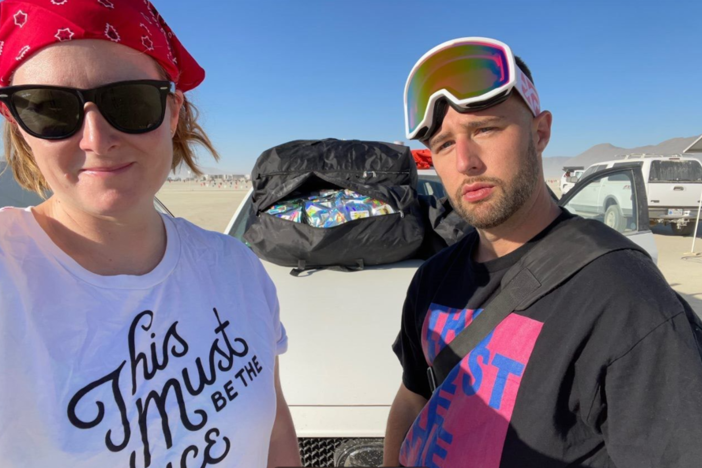 Ingela Travers-Hayward and William Perry at Burning Man in Nevada in 2022