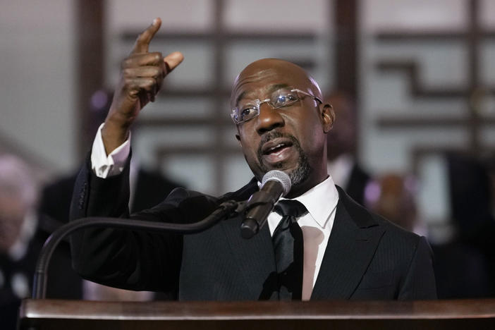 U.S. Sen. Raphael Warnock, D-Ga., a senior pastor at Ebenezer Baptist Church, speaks at the church, Jan. 15, 2023, in Atlanta. Warnock on Friday, Sept. 15, 2023, urged Atlanta's mayor to be more transparent in how city officials handle a petition drive led by opponents of a proposed police and firefighter training center, saying he is “closely monitoring” the issue. 