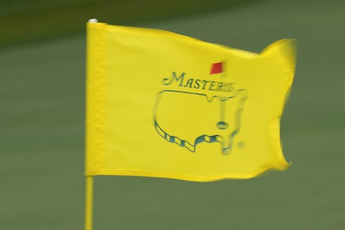 The Master flag waves to the breeze on the second hole during the first round at the Masters golf tournament at Augusta National Golf Club Thursday, April 11, 2024, in Augusta, Ga. 