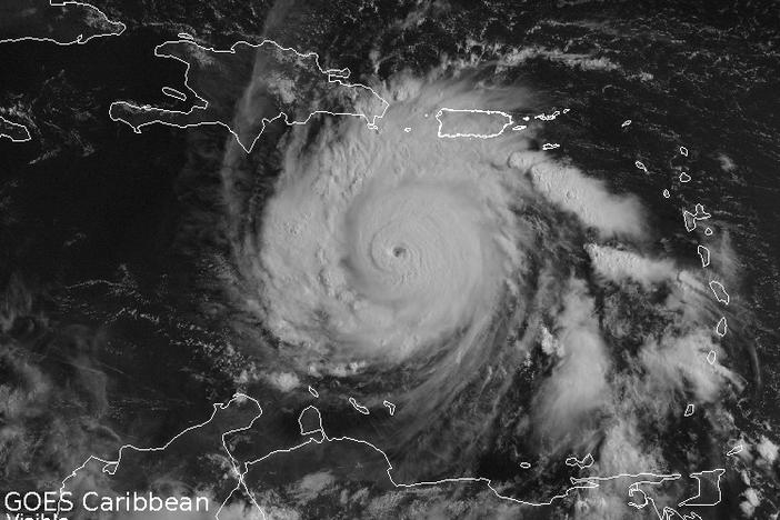 Visible satellite imagery of Hurricane Dean from August 18, 2007.