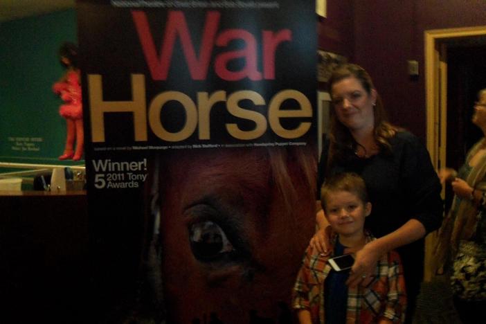 Charity Kinneer and her son Caleb at the meet and greet for "War Horse."