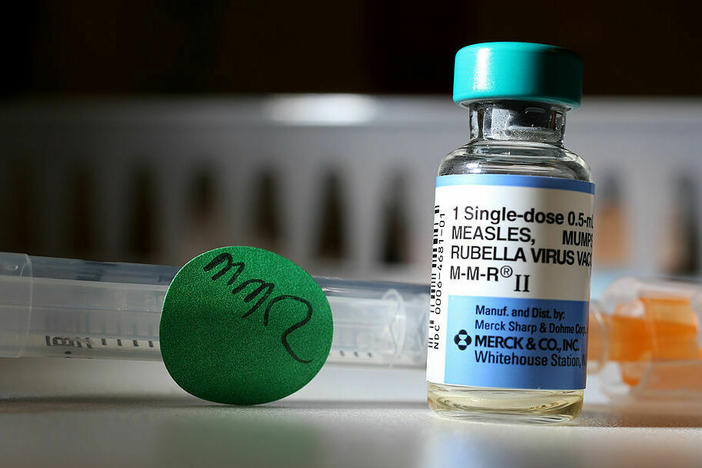 A dose of the measles, mumps and rubella vaccine. When an unvaccinated person is exposed to measles, public health guidance if for them to get vaccinated within three days.
