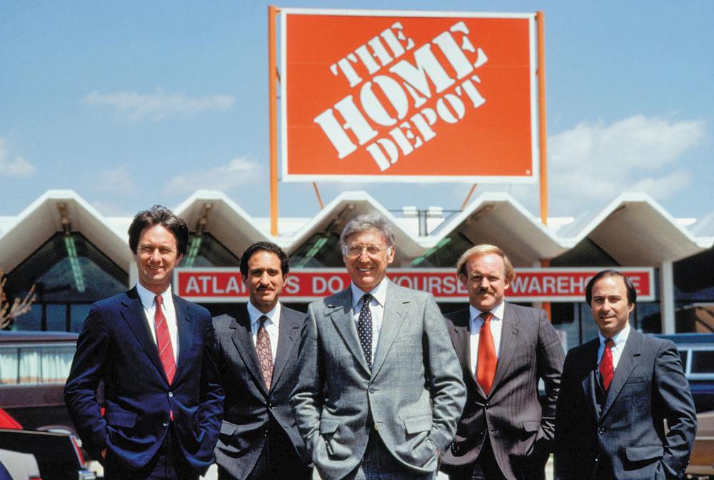 Home Depot co-founders pictured in 1979, a year after the first store opened. Left to right: Dennis Ross, Arthur Blank, Bernie Marcus, Pat Farrah, Ron Brill.   Photo courtesy of The Home Depot Archives 