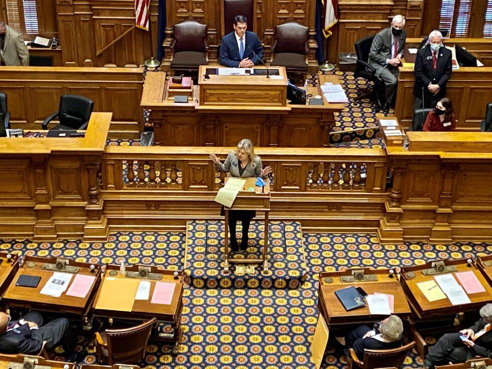 State Sen. Jen Jordan (D-Atlanta) slammed Republican-held election fraud hearings during the legislative session on Jan. 12, 2021. 