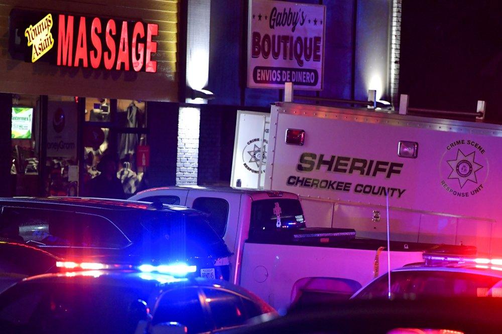 Deadly shooting scene at the Young Asian Massage parlor in Cherokee County, GA.