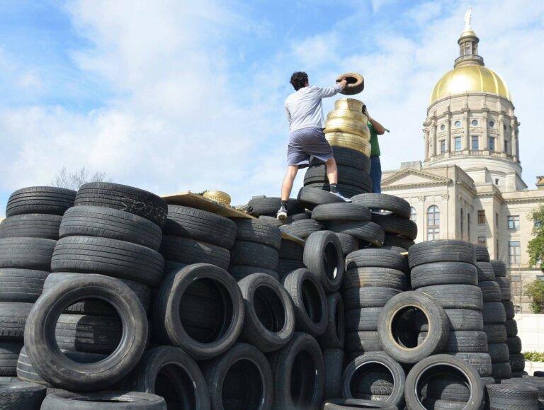 Advocates built a replica of the Gold Dome out of scrap tires a few years ago and called it the "scrapitol" as part of a years-long push to pressure lawmakers to dedicate the scrap tire fee Georgians pay when they buy new tires to its intended purpose.
