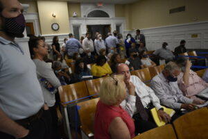 A crowd packs in to the Athens-Clarke County commission chambers. 