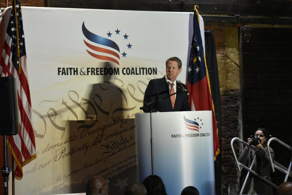 Gov. Brian Kemp made his case for re-election at the annual Faith and Freedom Coalition Luncheon in Atlanta, as did fellow Republican David Perdue, who is gunning for Kemp’s job. 