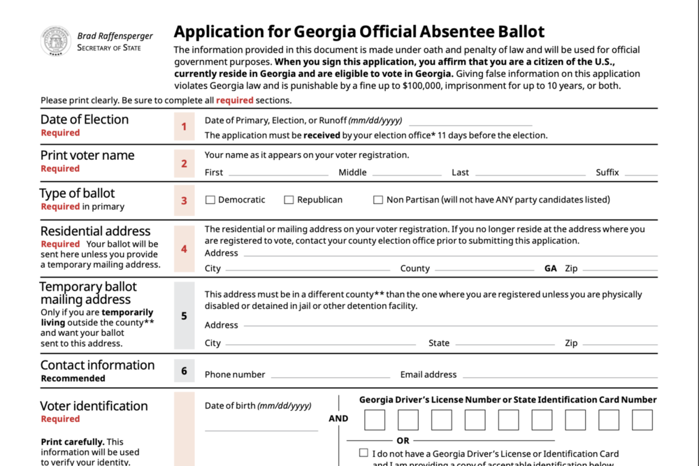 Voting absentee by mail in Georgia looks different under Senate Bill 202, passed in 2021. The new application includes a space for voter identification information, such as a driver's license number.
