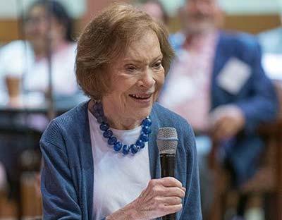 Rosalynn Carter speaks at the Carter Center in 2019.