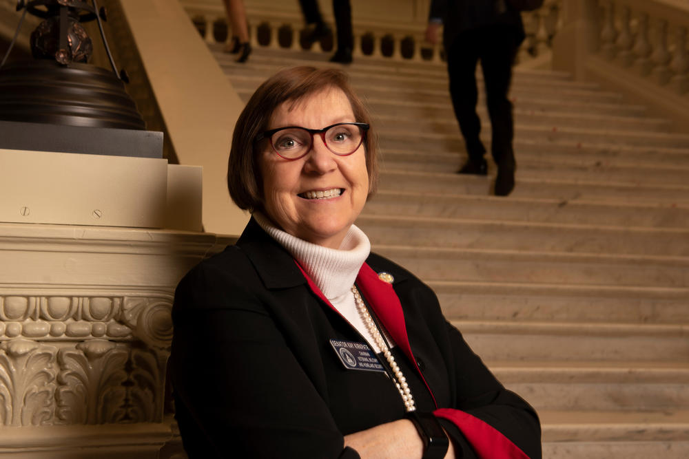 Sen. Kay Kirkpatrick on the Capitol steps.