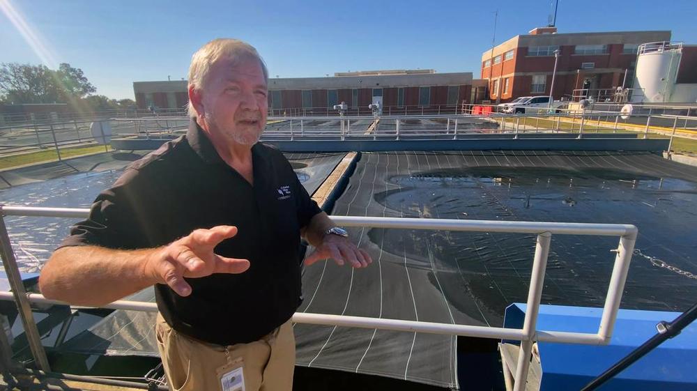 ohn Otto, superintendent of water production for the Columbus Water Works in Columbus, Georgia, gives a tour of the water treatment facility in Columbus.  