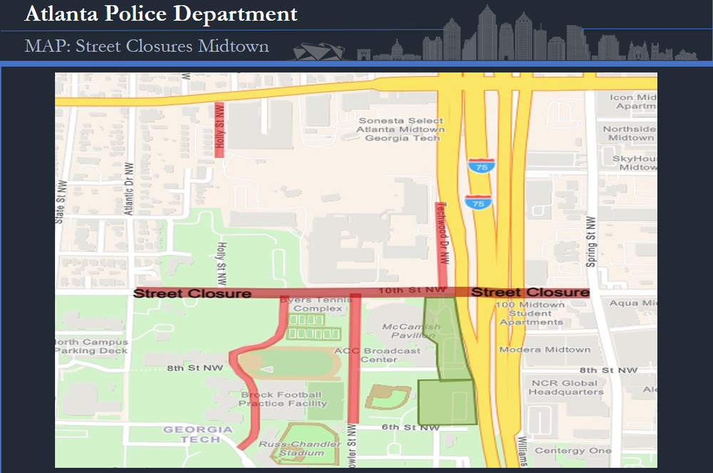 An APD map depicts Atlanta road closures for June 27, 2024.