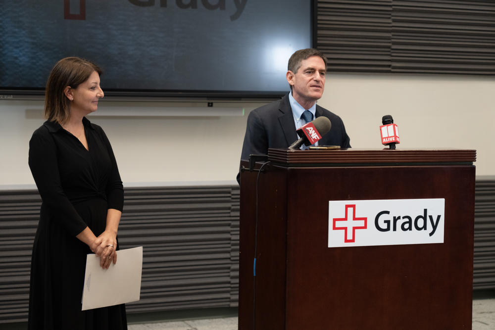 CDC Director Dr. Mandy Cohen and Jonathan Mermin helped present the new guidelines at Grady's HIV/AIDS treatment center in Atlanta on June 5, 2024.
