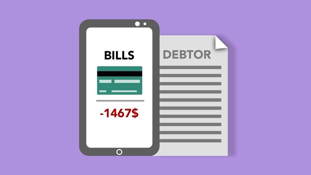 Illustration of a bill on phone and on paper