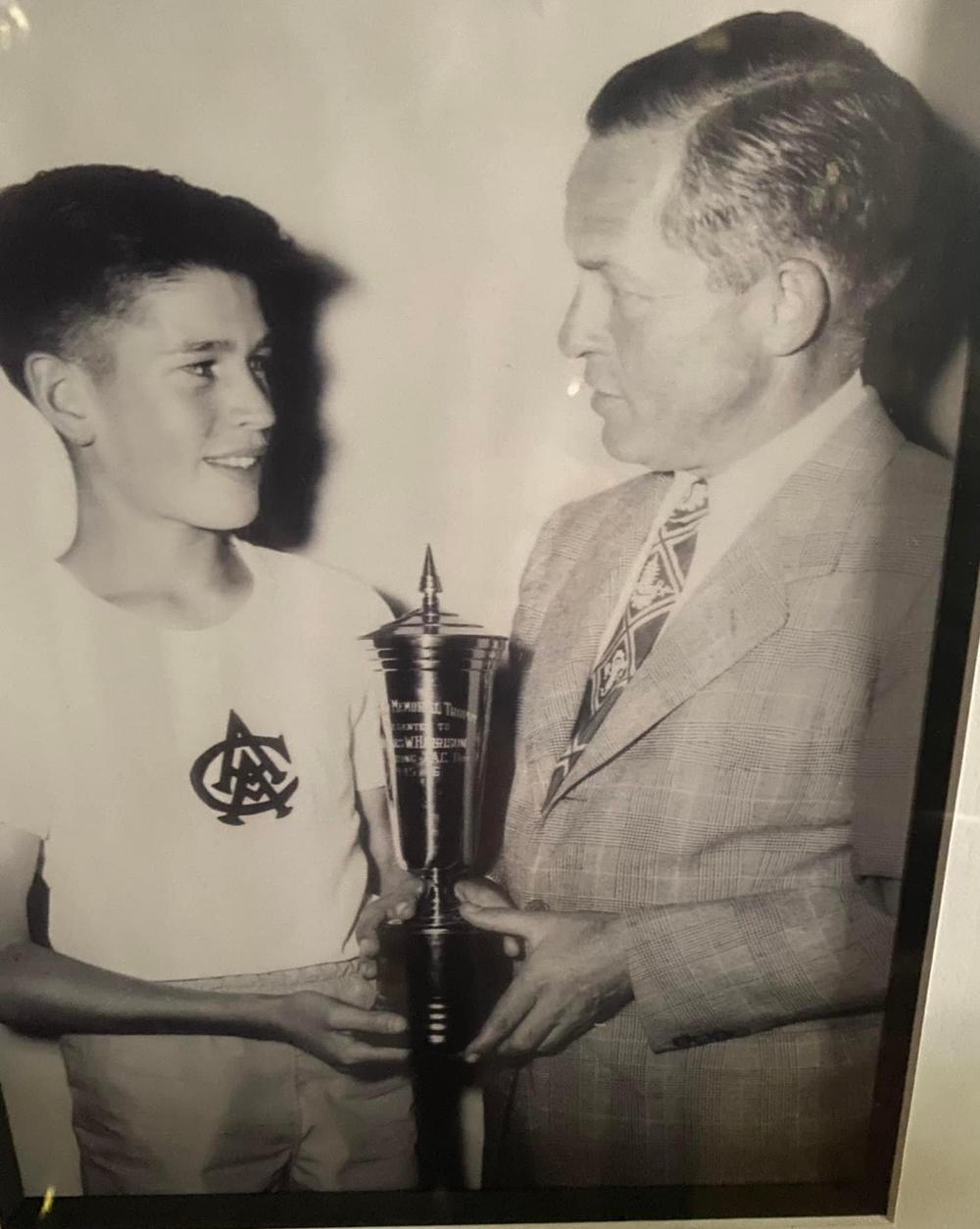 Charlie Harrison in the 1940s, being honored by Bobby Jones - Patron Saint of East Lake. 