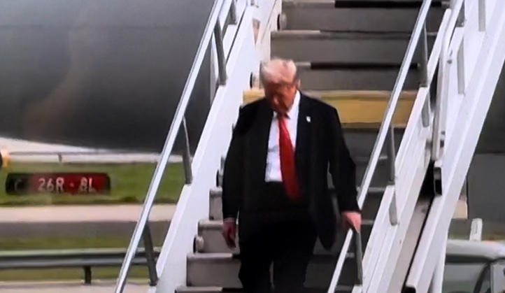 Former president Donald Trump arrived at Atlanta Hartsfield-Jackson International Airport shortly before 5:30 p.m. on June 27, 2024.