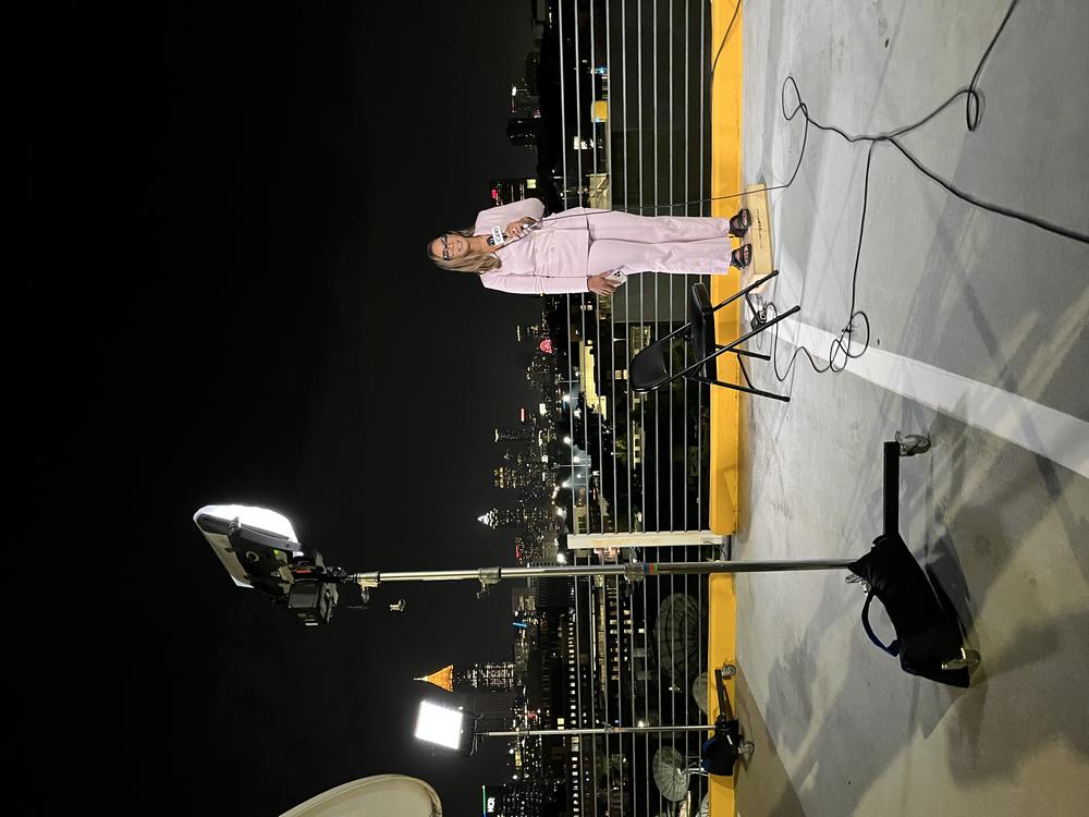 GPB's Pamela Kirkland reports from Midtown Atlanta for a segment on PBS about the presidential debate on June 27, 2024.