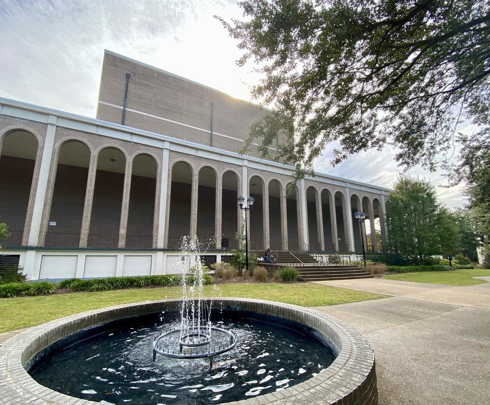 The front facade of the Savannah Civic Center, which comprises both the Martin Luther King Jr. Arena and the Johnny Mercer Theatre.