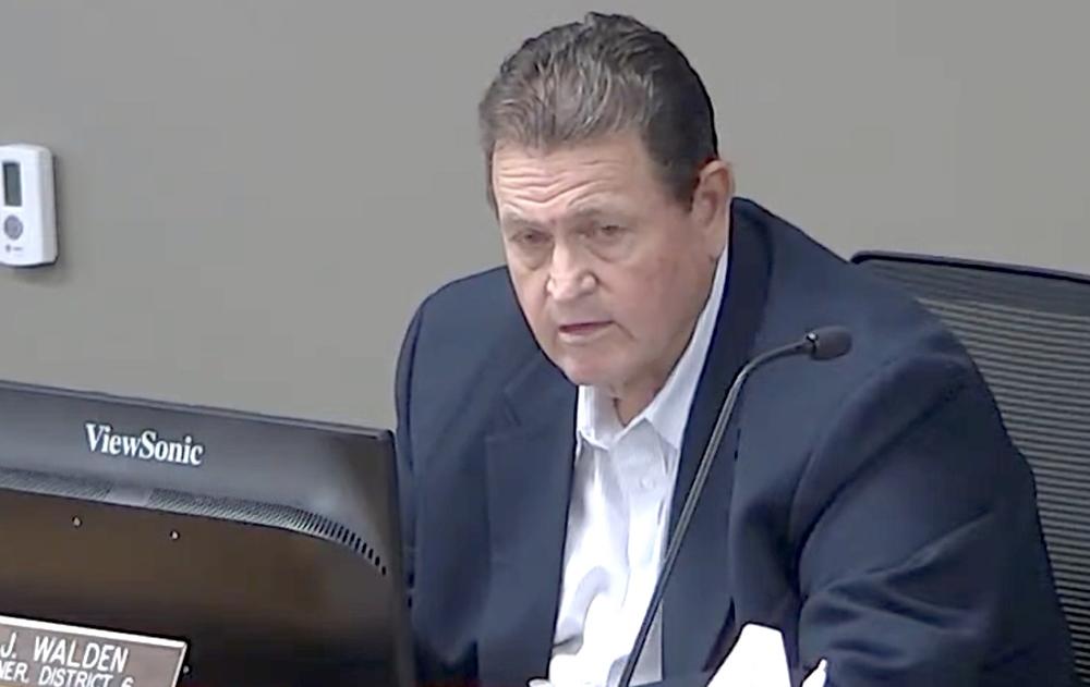Liberty County District 6 Commissioner Eddie Walden speaks in favor of a board takeover of Sheriff Will Bowman’s RedSpeed account, Hinesville, April 18, 2024.