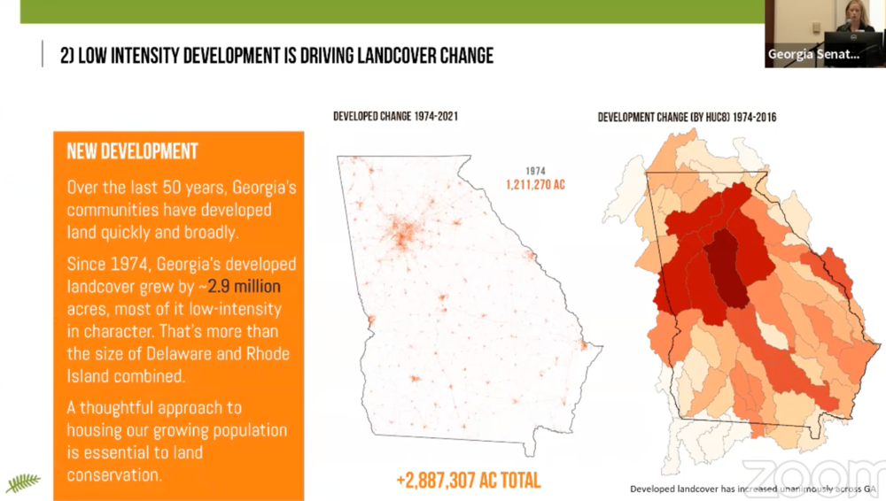Low intensity developments makes up most of the 2.9 million acres of Georgia'a developed land use. (Screenshot)