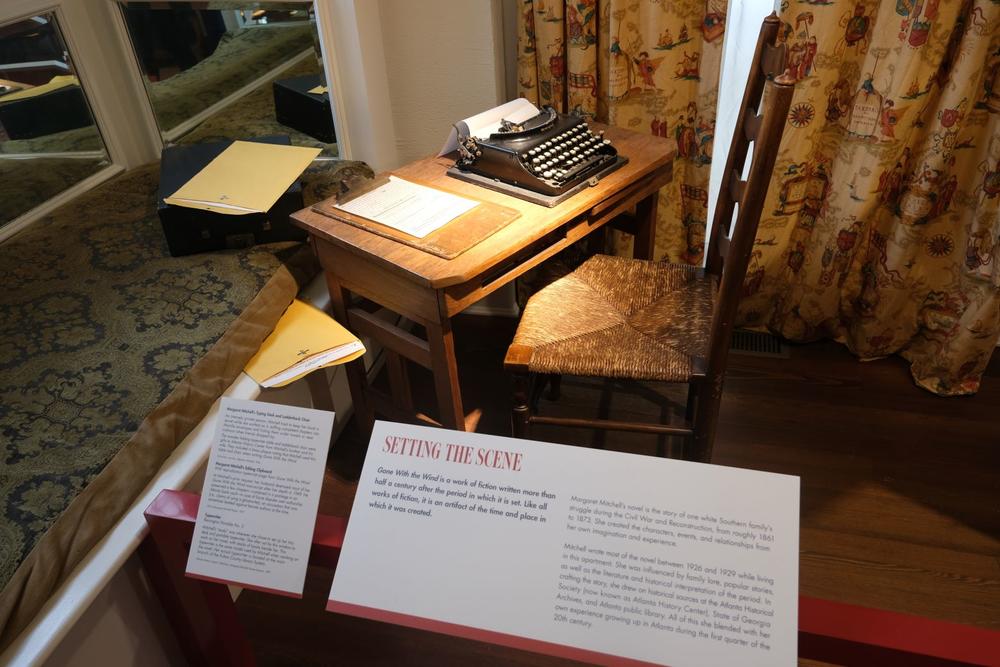 The desk that Margaret Mitchell wrote on and a typewriter that wasn't hers - but comes from the same period of time - are two of the first things that visitors see after entering the Margaret Mitchell House in Atlanta, Georgia.