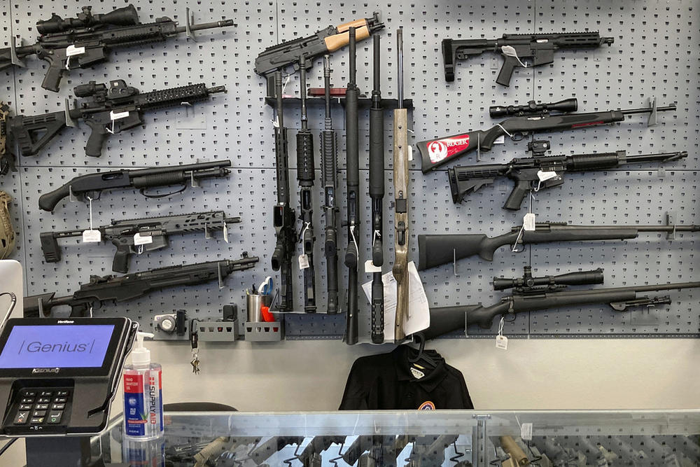 A store display of rifles