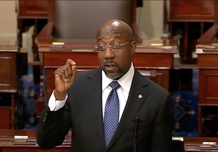 Georgia U.S. Senator Raphael Warnock gave remarks on the Senate Floor on Monday, September 9, 2024, to honor the four victims of the September 4, 2024, shooting at Apalachee High School in Winder, Georgia. Screenshot