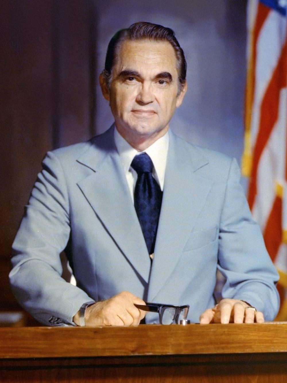 George Wallace, staunch segregationist, served four terms as the 45th governor of Alabama.