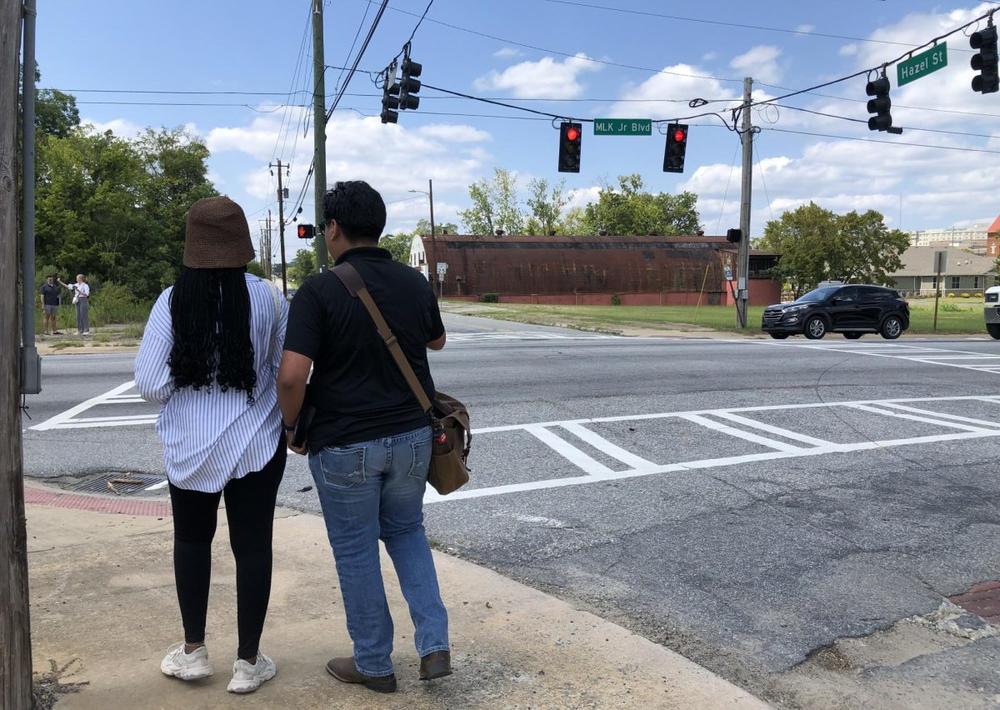 Kennesaw State University architect students explore Macon’s MLK Small and Minority-Owned Business District as they spend this semester drafting new mixed-use and pedestrian-friendly designs for the busy corridor. Liz Fabian/Macon Newsroom