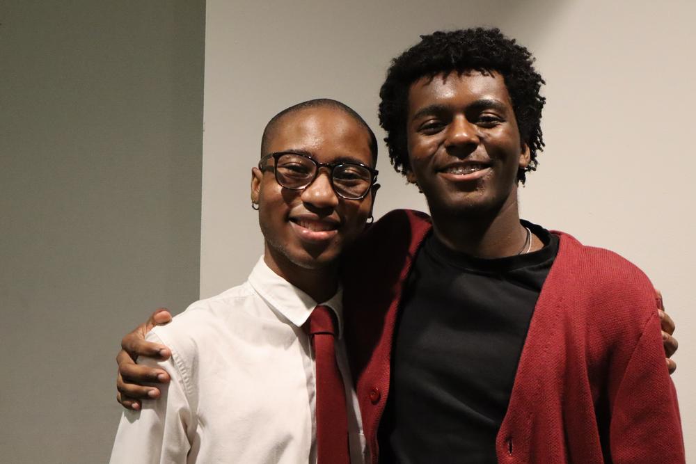 Morehouse College students Robert Smith Jr. (left), the glee club president, and Nathaniel Cangé (right). Ambria Burton/GPB News