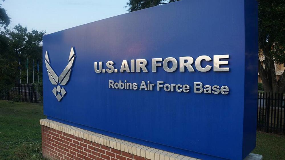 Robins Air Force Base front gate sign in Houston County, Georgia. EDWARD ASPERA 78th Air Base Wing Public Affair