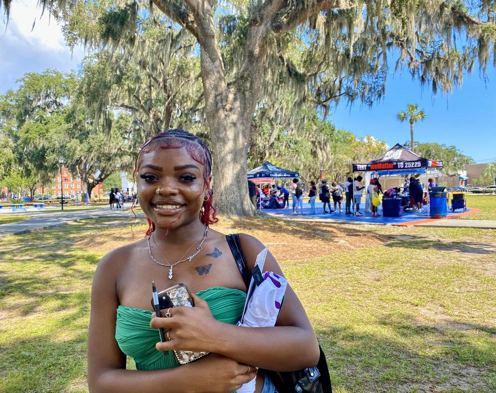 Savannah State University freshman Sanaai Stewart on campus after updating her voter registration at an event hosted by Black Voters Matter on Sept. 20, 2024.