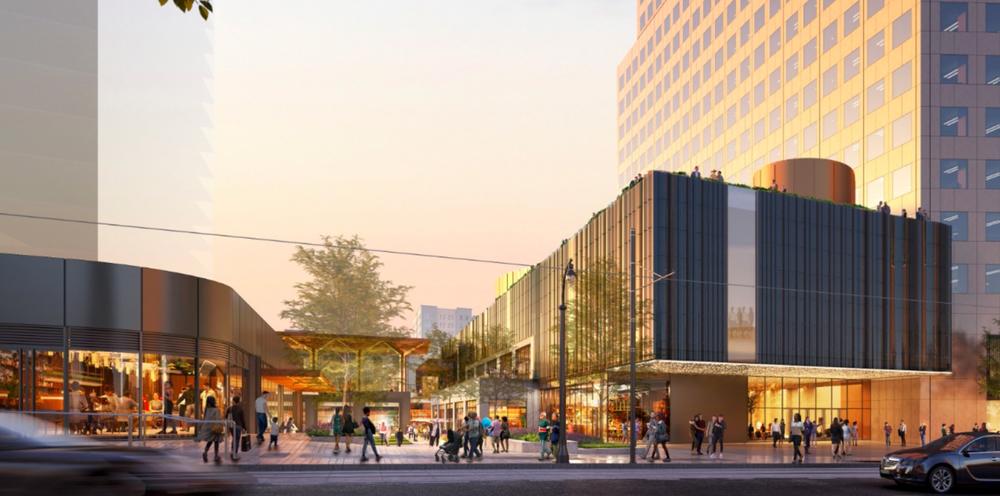 A more detailed look at the new central plaza planned for the transformation of the Georgia-Pacific Center. (Courtesy Georgia-Pacific)