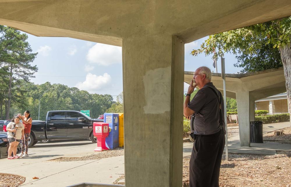 Hurricane Milton evacuees from Florida at a rest area in Macon, Georgia, about 90 miles south of Atlanta on Oct. 8, 2024.