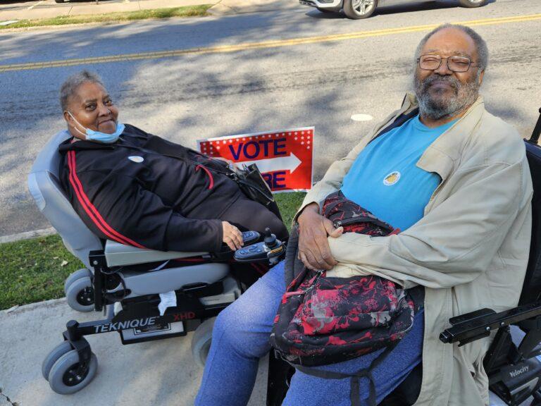  Frankie Brown, right, and his friend and neighbor Ella Stephens, voted together in Atlanta 2024. Ross Williams/Georgia Recorder