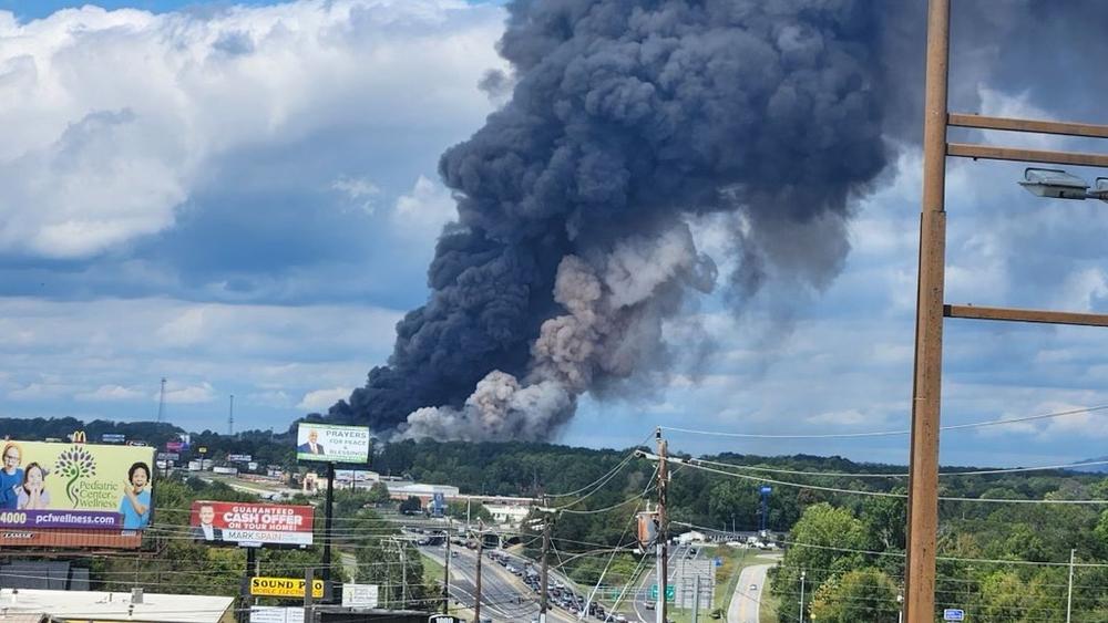 A Sept. 29, 2024, fire at BioLab in Conyers creates a chemical plume