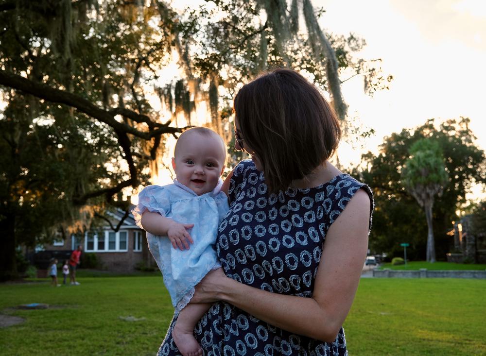 Callie Beale and her daughter Kit at McCauley Park in Savannah.