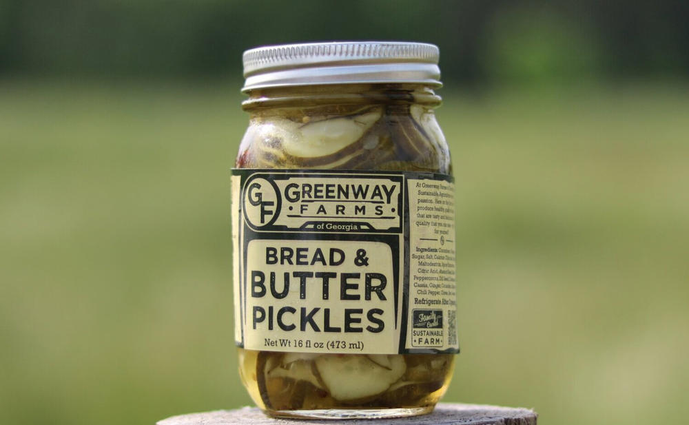 A jar of pickles from Greenway Farms of Georgia