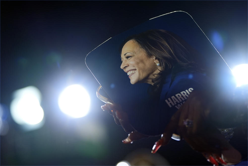 Supporters arrive before Democratic presidential nominee Vice President Kamala Harris at a campaign rally at James R. Hallford Stadium, Thursday, Oct. 24, 2024, in Clarkston, Ga