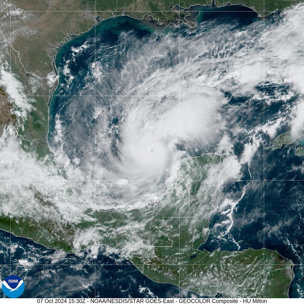 Satellite image of Hurricane Milton on Monday, Oct. 7, 2024.