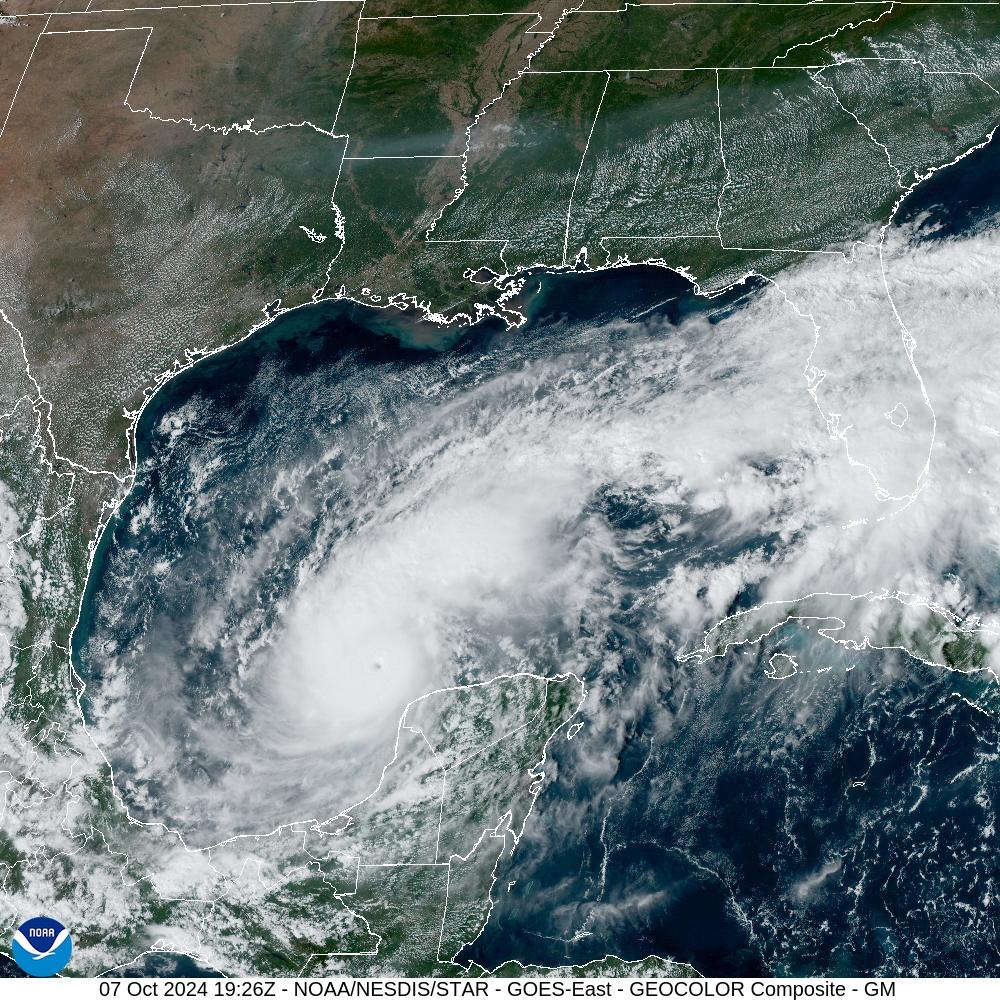 A satellite image of Hurricane Milton in the Gulf of Mexico is shown on October 7, 2024.