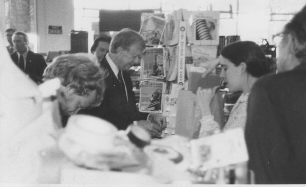 Former President Jimmy Carter shopping in Highland Woodworking.