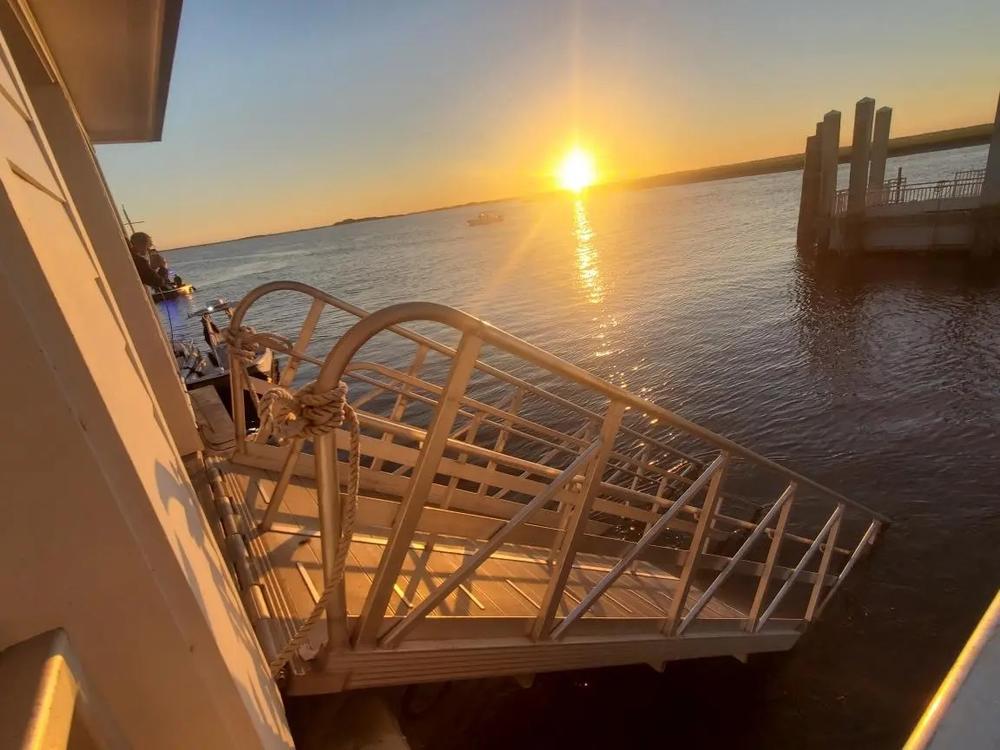 The sun sets on Sapelo after a ferry dock collapse left 7 dead on Oct. 19, 2024. Credit: Jazz Watts